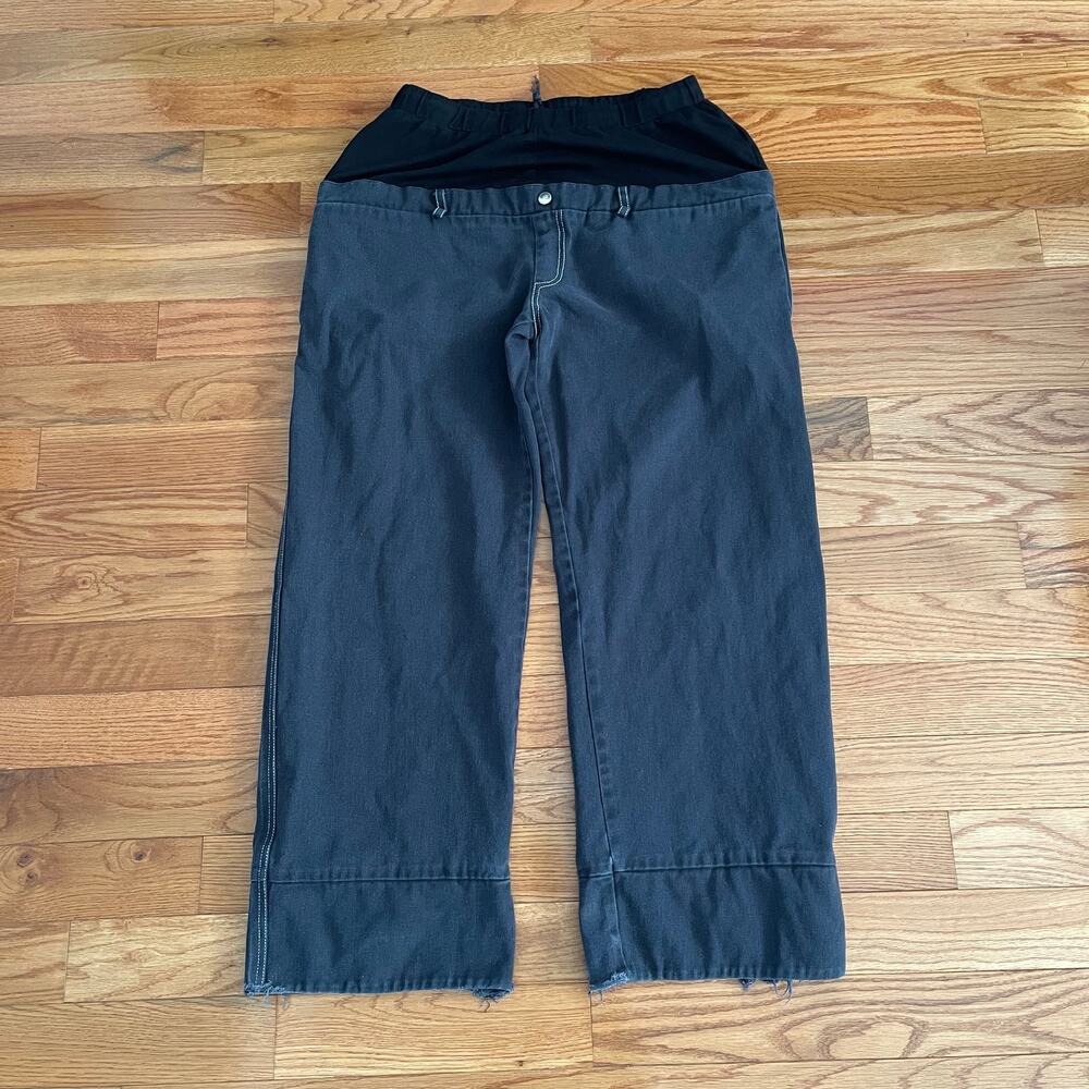 Spencer Badu Mens XL Double Waisted Wide Leg Pants Dark Grey Trousers Flaw